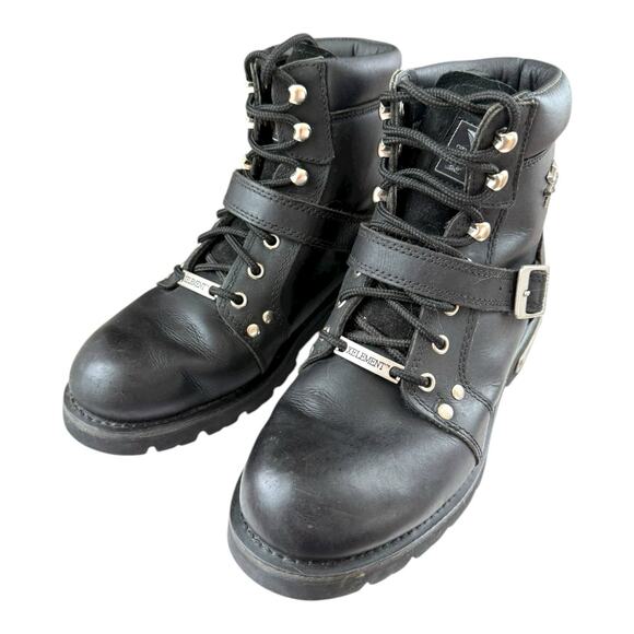 Xelement Biker Boots Womens Sz 10 Real Leather Lace Up Combat Boots EUC - Picture 1 of 15
